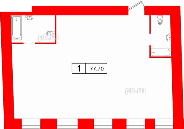 Апартаменты в ЖК «Кантемировская 11», 1 комнатные, 77.7 м², 2 этаж