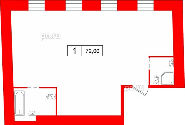 Апартаменты в ЖК «Кантемировская 11», 1 комнатные, 72 м², 2 этаж