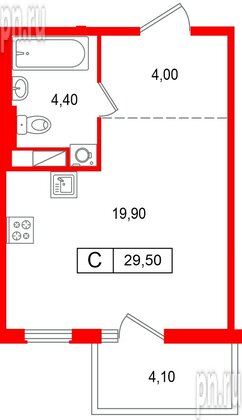 Квартира в ЖК «Янила Форест», студия, 29.5 м², 5 этаж