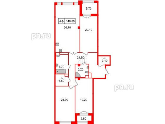 Квартира в ЖК Victory plaza, 3 комнатная, 140 м², 6 этаж