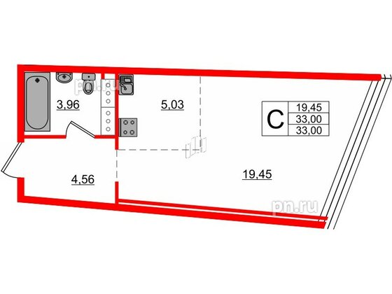 Апартаменты в ЖК Апарт-отель Next, студия, 33.4 м², 10 этаж