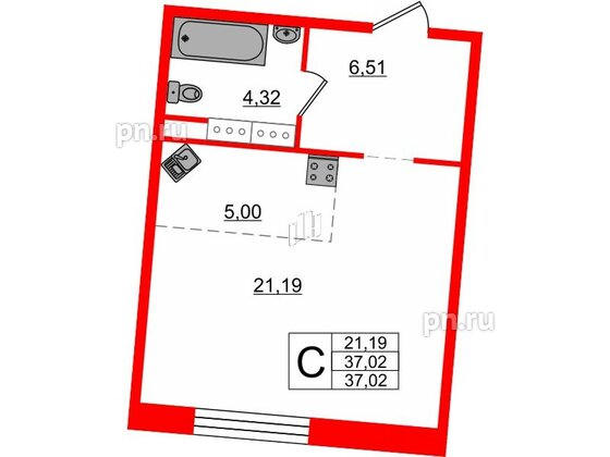 Апартаменты в ЖК Апарт-отель Next, студия, 37.6 м², 11 этаж