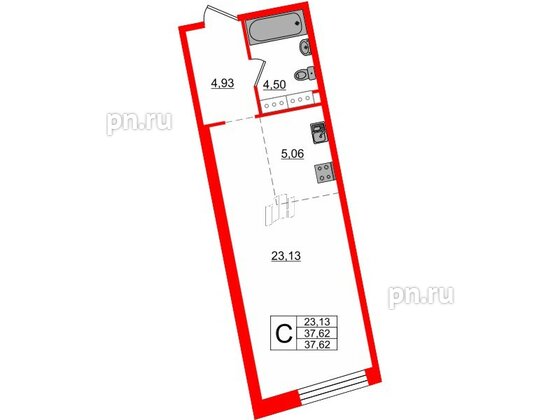 Апартаменты в ЖК Апарт-отель Next, студия, 38.5 м², 10 этаж