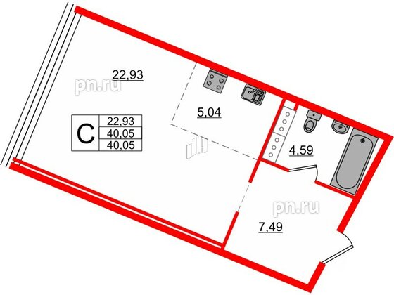 Апартаменты в ЖК Апарт-отель Next, студия, 40.5 м², 10 этаж