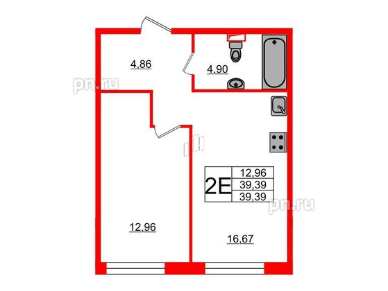 Квартира в ЖК «Черная Речка», студия, 39.39 м², 1 этаж