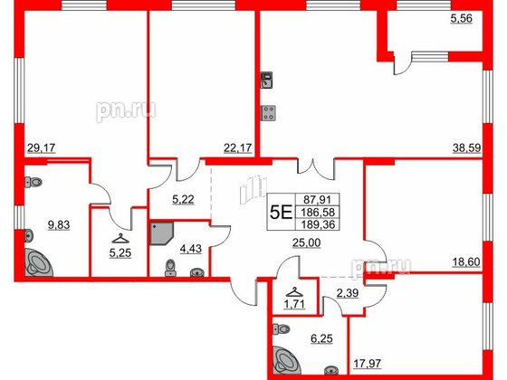 Квартира в ЖК Петровская доминанта, 4 комнатная, 192 м², 6 этаж