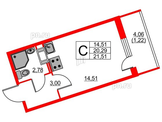 Квартира в ЖК Мурино Парк, студия, 20.4 м², 7 этаж