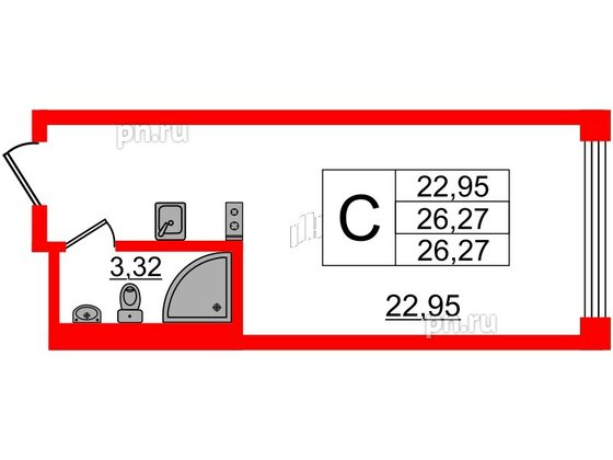 Апартаменты в ЖК VALO, студия, 25.9 м², 15 этаж