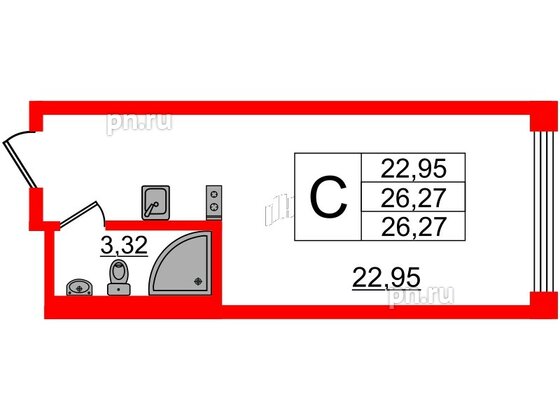 Апартаменты в ЖК VALO, студия, 26.27 м², 5 этаж