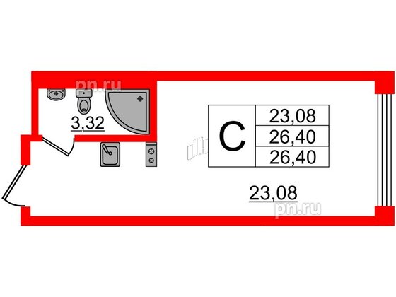 Апартаменты в ЖК VALO, студия, 26 м², 9 этаж