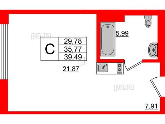 Апартаменты в ЖК VALO, студия, 43.4 м², 6 этаж