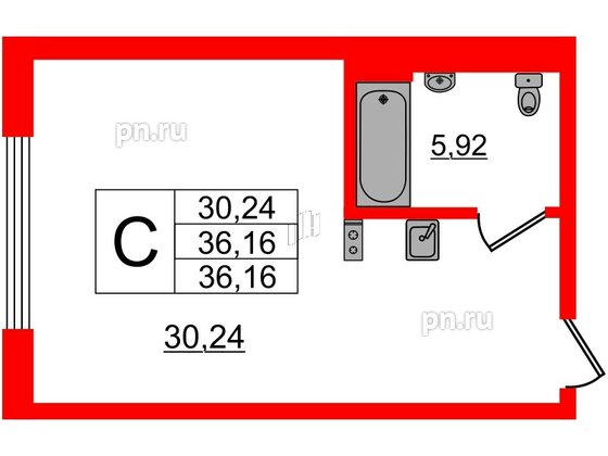 Апартаменты в ЖК VALO, студия, 39.49 м², 18 этаж