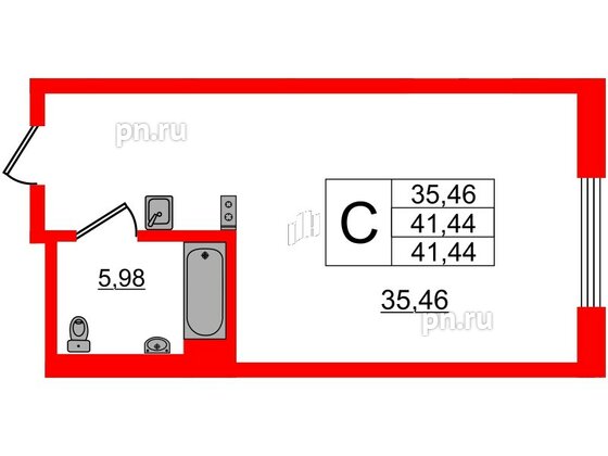 Апартаменты в ЖК VALO, студия, 40.86 м², 16 этаж