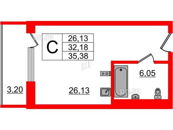 Апартаменты в ЖК VALO, студия, 35.38 м², 7 этаж