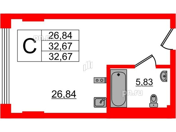 Апартаменты в ЖК VALO, студия, 32.67 м², 3 этаж