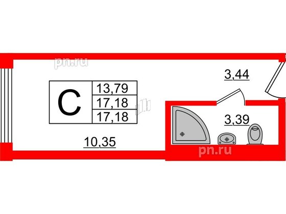 Апартаменты в ЖК VALO, студия, 17 м², 10 этаж