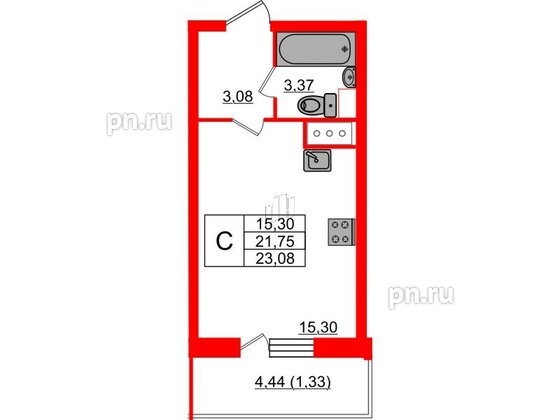 Квартира в ЖК Аквилон Sky, студия, 23.1 м², 16 этаж