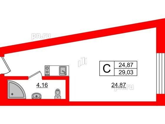 Апартаменты в ЖК VALO, студия, 28.78 м², 7 этаж