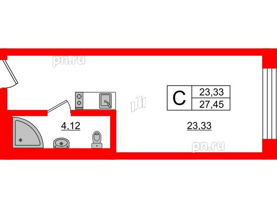 Апартаменты в ЖК VALO, студия, 27.25 м², 5 этаж