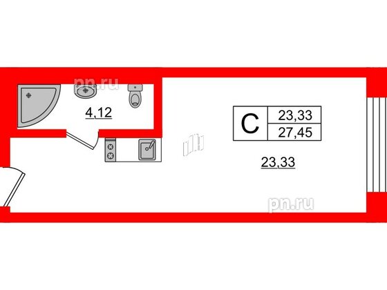 Апартаменты в ЖК VALO, студия, 27.25 м², 5 этаж