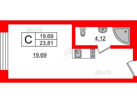 Апартаменты в ЖК VALO, студия, 23.56 м², 5 этаж