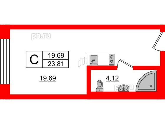 Апартаменты в ЖК VALO, студия, 23.56 м², 5 этаж