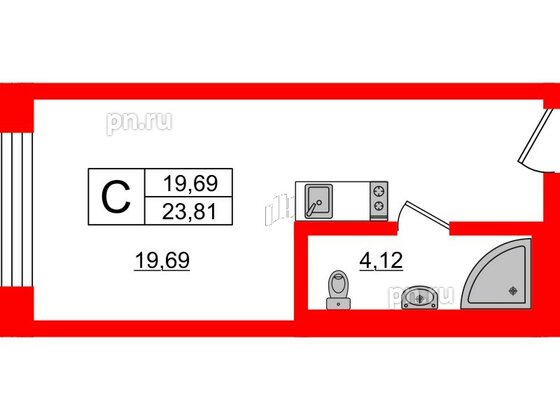 Апартаменты в ЖК VALO, студия, 23.56 м², 5 этаж