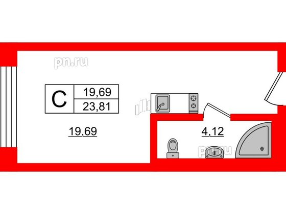 Апартаменты в ЖК VALO, студия, 23.56 м², 5 этаж