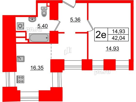 Апартаменты в ЖК Мадонна Бенуа, 1 комнатные, 43 м², 7 этаж