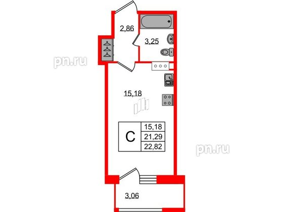 Квартира в ЖК FoRest Akvilon, студия, 21.9 м², 13 этаж