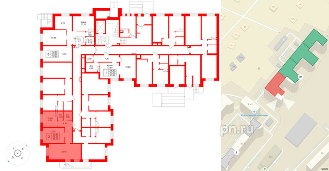 Квартира в ЖК «Рябиновый сад», 2 комнатная, 55.7 м², 1 этаж