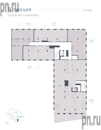 Апартаменты в ЖК 17/33 Петровский Остров, 1 комнатные, 163.72 м², 7 этаж