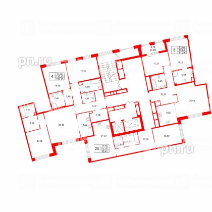 Квартира в ЖК Акватория, 4 комнатная, 132.13 м², 3 этаж
