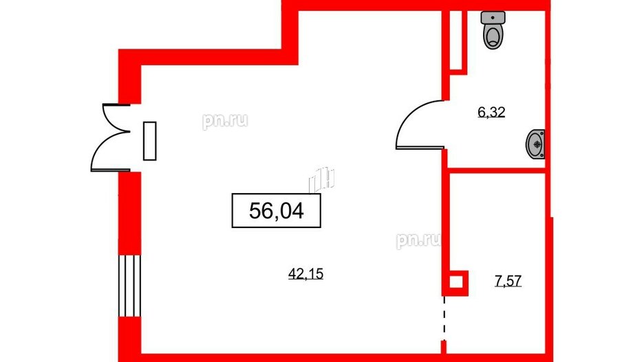 Помещение в ЖК ID Park Pobedy, 56.04 м², 1 этаж