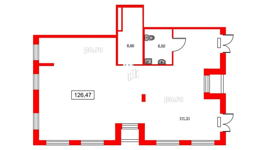 Помещение в ЖК ID Park Pobedy, 126.47 м², 1 этаж