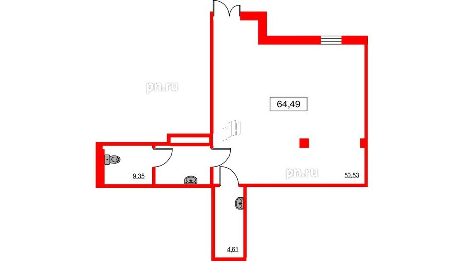 Помещение в ЖК ID Moskovskiy, 64.49 м², 1 этаж