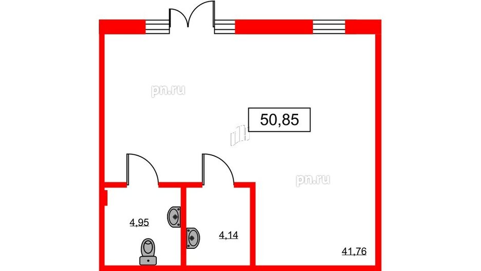 Помещение в ЖК ID Moskovskiy, 50.85 м², 1 этаж