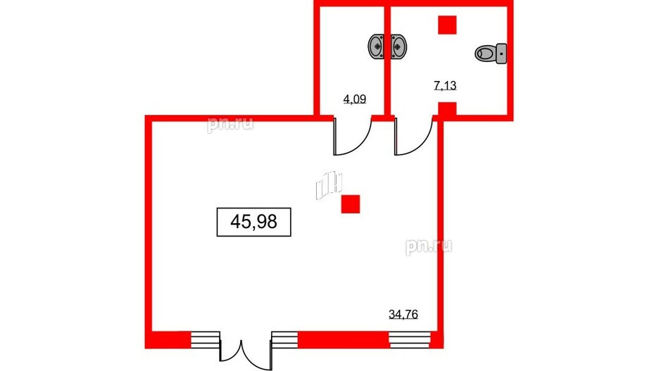 Помещение в ЖК ID Moskovskiy, 45.98 м², 1 этаж