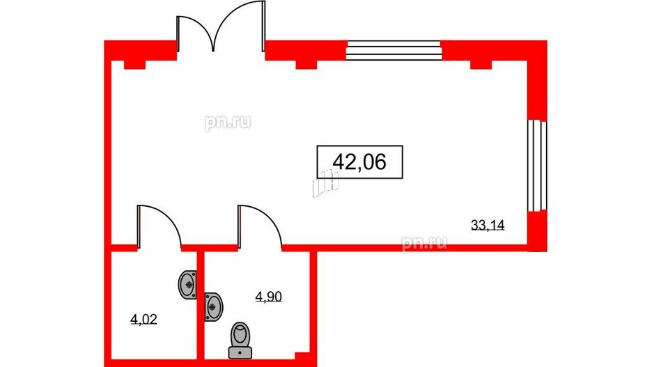 Помещение в ЖК ID Moskovskiy, 42.06 м², 1 этаж