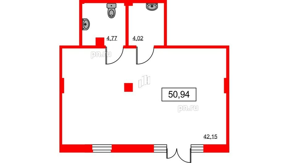 Помещение в ЖК ID Moskovskiy, 50.94 м², 1 этаж