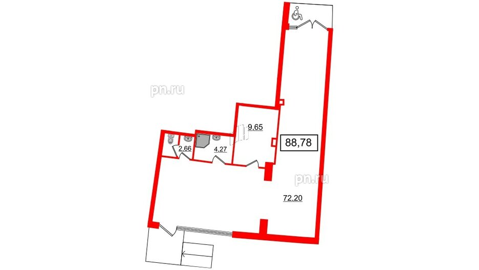 Помещение в ЖК Морская набережная, 86.8 м², 1 этаж