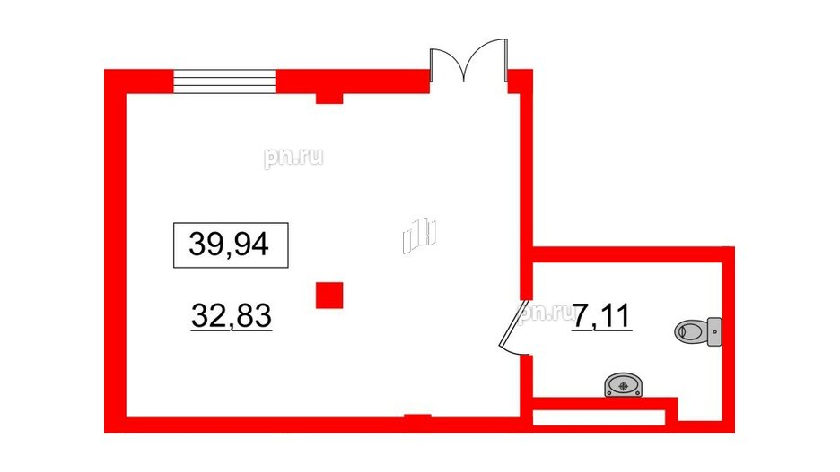 Помещение в ЖК iD Murino II, 39.94 м², 1 этаж