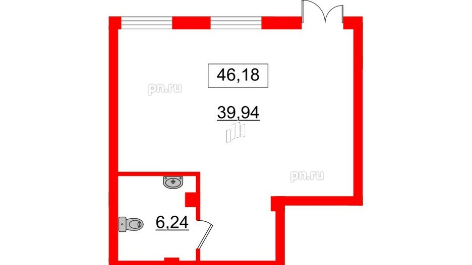 Помещение в ЖК iD Murino II, 46.18 м², 1 этаж