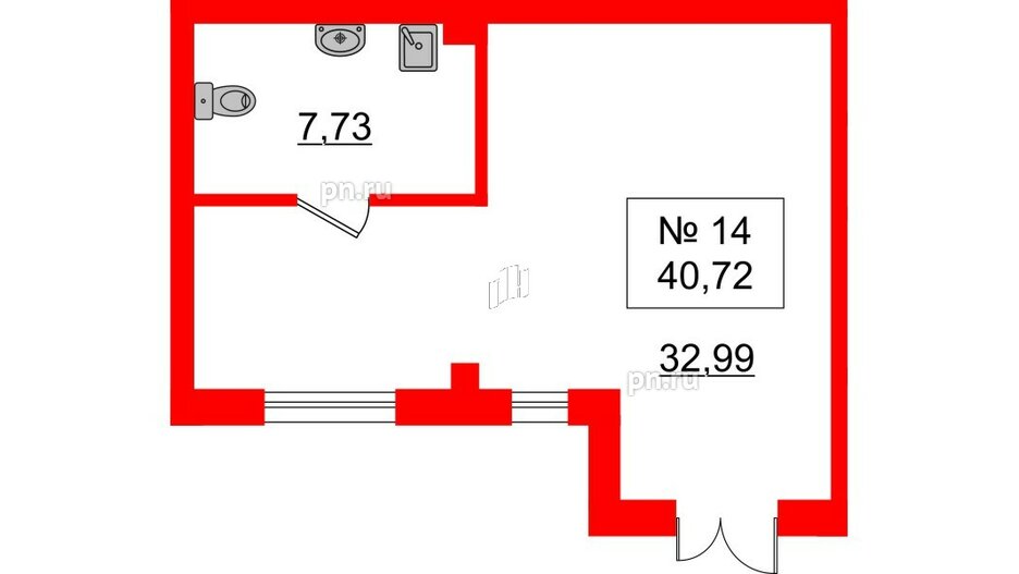 Помещение в ЖК ID Кудрово, 40.72 м², 1 этаж