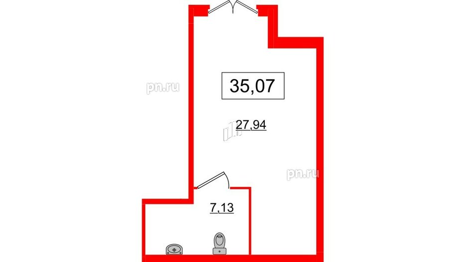 Помещение в ЖК iD Murino II, 35.64 м², 1 этаж