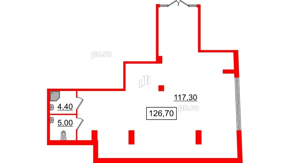 Помещение в ЖК Морская набережная, 126.7 м², 1 этаж