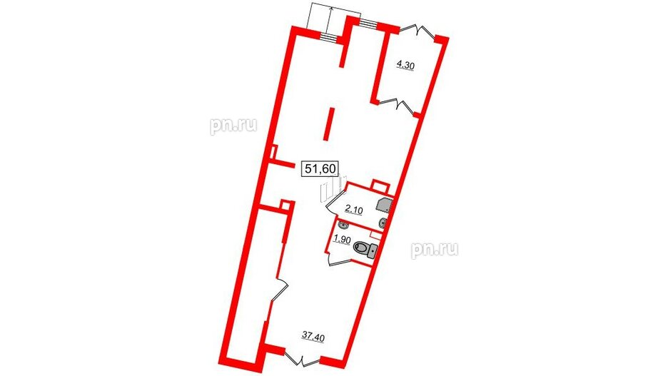 Помещение в ЖК Новое Сертолово, 51.6 м², 1 этаж