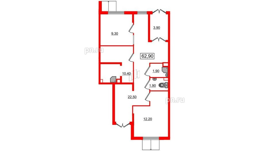 Помещение в ЖК Новое Сертолово, 62.9 м², 1 этаж