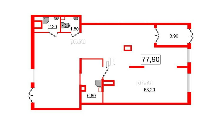 Помещение в ЖК Новое Сертолово, 77.9 м², 1 этаж