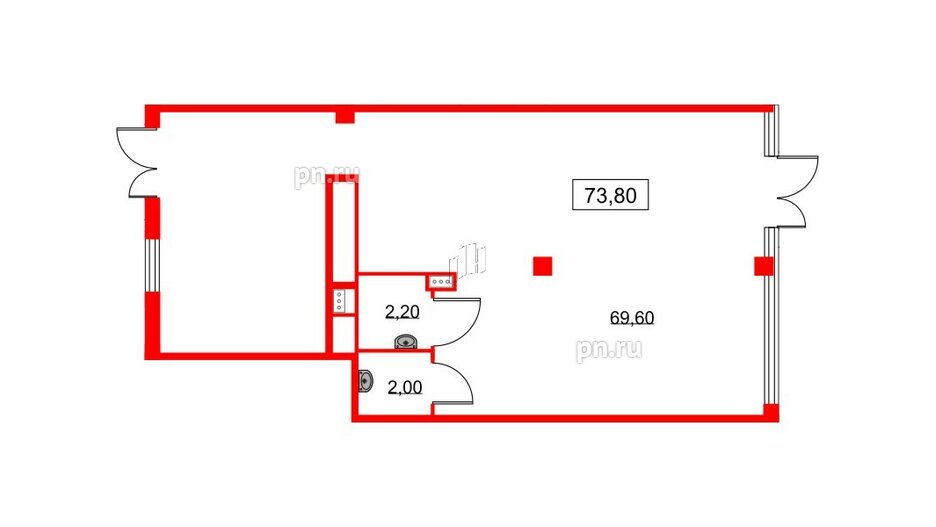 Помещение в ЖК Югтаун, 73.8 м², 1 этаж